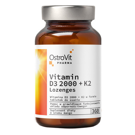 OstroVit Pharma Witamina D3 2000 IU K2 Do Ssania 360 Tabletek Mango